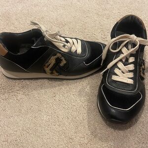 Coach Rebecca Varsity Nap Logo Black & Brown Suede Women's sneakers Size 5.5 M